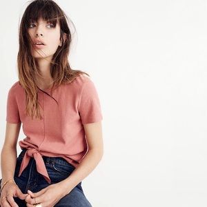 Madewell Texture&Thread Modern Tie-Front Rose Top